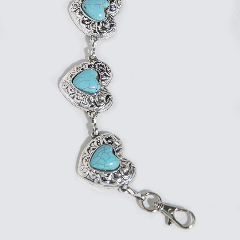 Waist Women Metal Chain With Heart Shaped Turquoise For Chic Winter Accessories