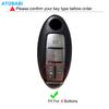 ATOBABI Leather Car Key Case Keychain For Nissan Serena Elgrand Roox 2020 4 Buttons Smart Keyless Remote Control Protector Cover