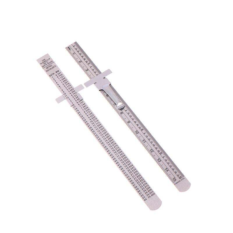 1/2pcs Stainless Steel 6 Inch Precision Rule, Portable Sliding with Precise Inch 1/32" mm/Metric Scales