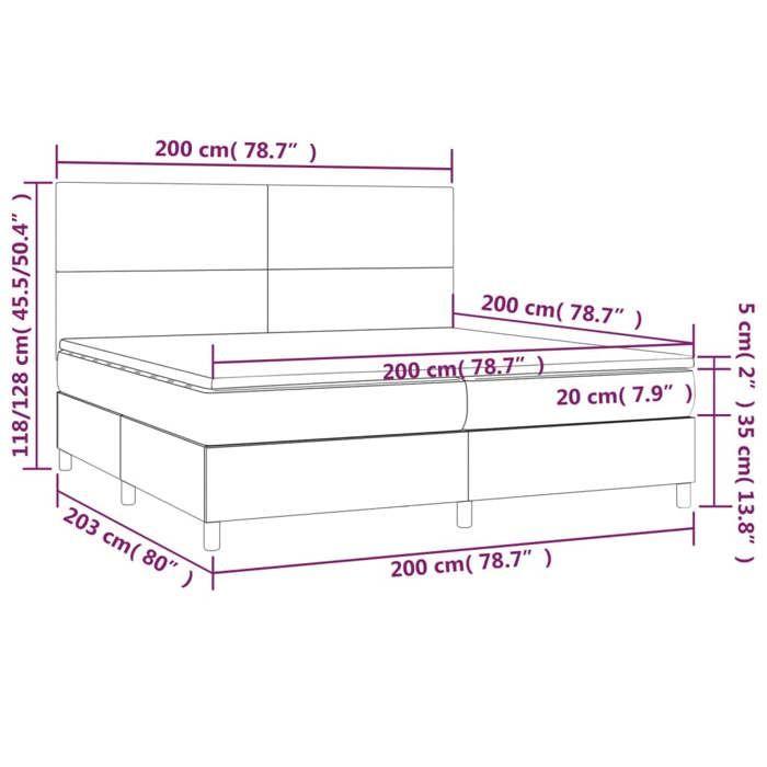 VidaXL Sommier à Lattes de Lit avec Matelas et LED, Lit Rembourré avec Tête de Lit, Lit Double, Lit Adulte de Chambre, 3135843