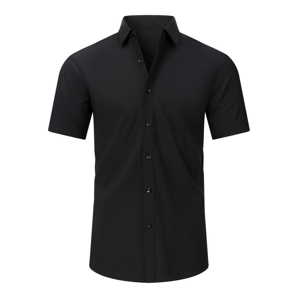 Men's Casual Short Sleeve Button Down Shirt Lightweight Breathable Fabric Vacation Business Shirt with Turn Down Collar