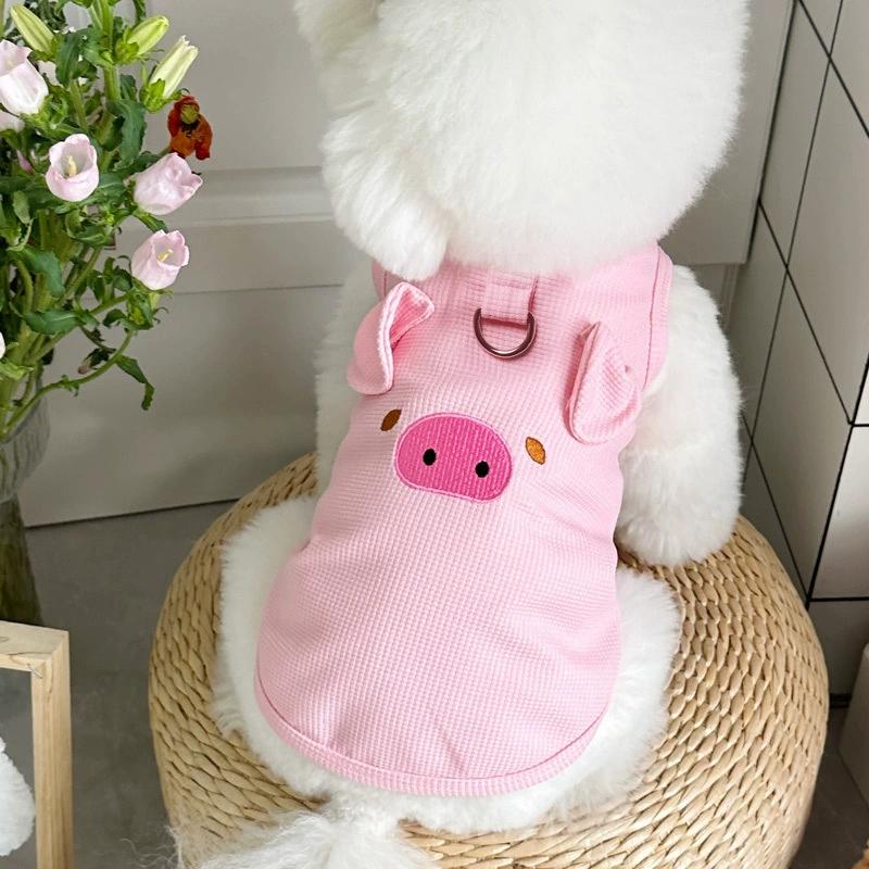 Spring and Summer New Japanese and Korean Ins Style Pet Dog Cat Clothes Teddy Than Bear VIP Traction Waffle Vest