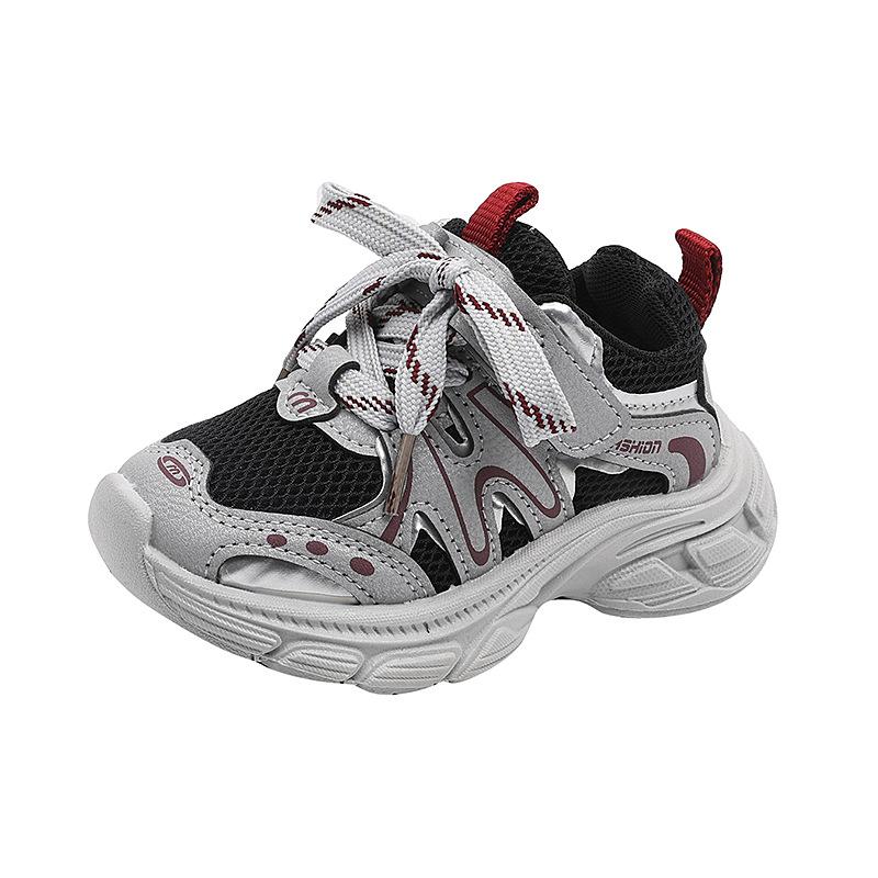 Children's sports shoes with mesh upper, dad-style sneakers2026New Spring and Autumn School Casual Shoes for Elementary Students with Velcro