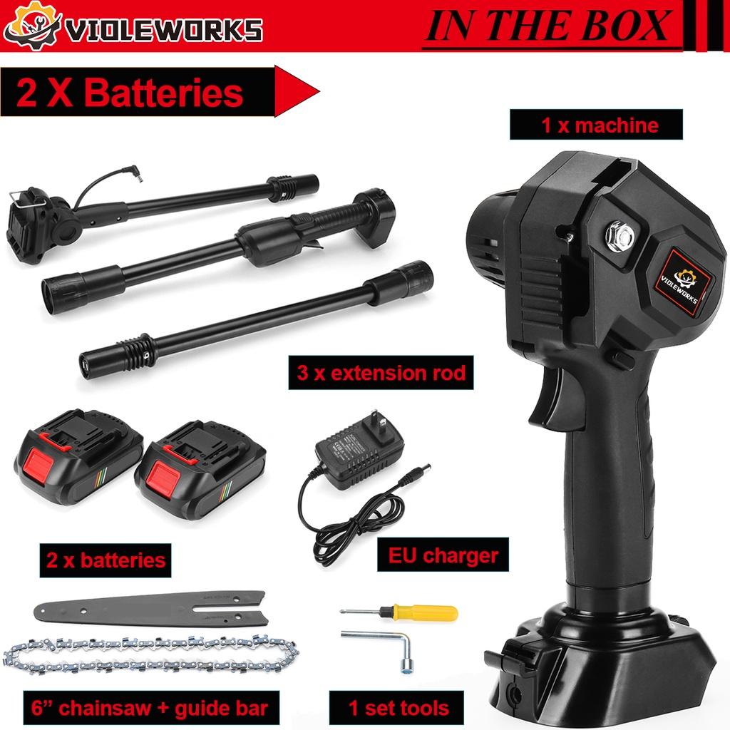 2 in 1 24V Teleskopstange Elektrische Kettensäge 7500mAh Li-Ionen-Akku Kabelloses Gartenbaum-Beschneidungswerkzeug Hochastsäge für Makita 18V
