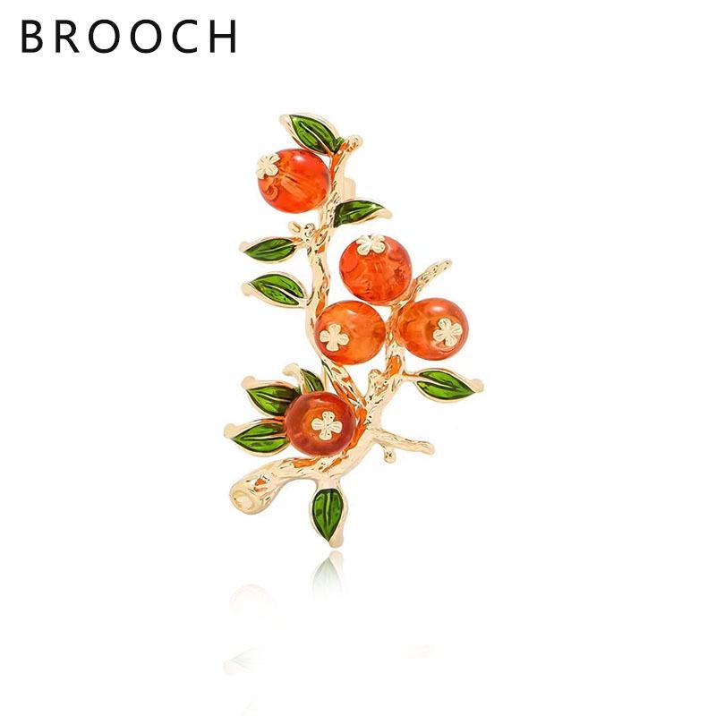 

Persimmon Ruyi Brooch: High-End Retro Pin for Women – Elegant Corsage Clothing Accessory