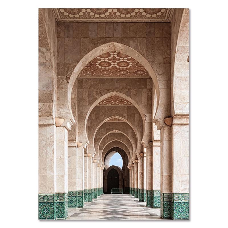 

Islamic Architecture Morocco Canvas Poster Wall Art Prints Mosque Painting Muslim Picture Modern Ramadan Pictures Home Decor 21x30cm No Framed
