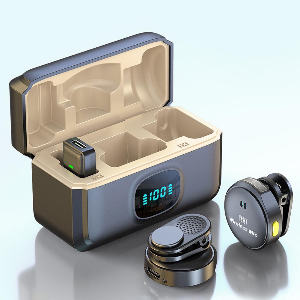 Wireless Magnetic Lapel Microphone 40H Battery Lavalier Lapel Microphone Small Mini Clip Lapel Lav Mic for  Streaming Vlog