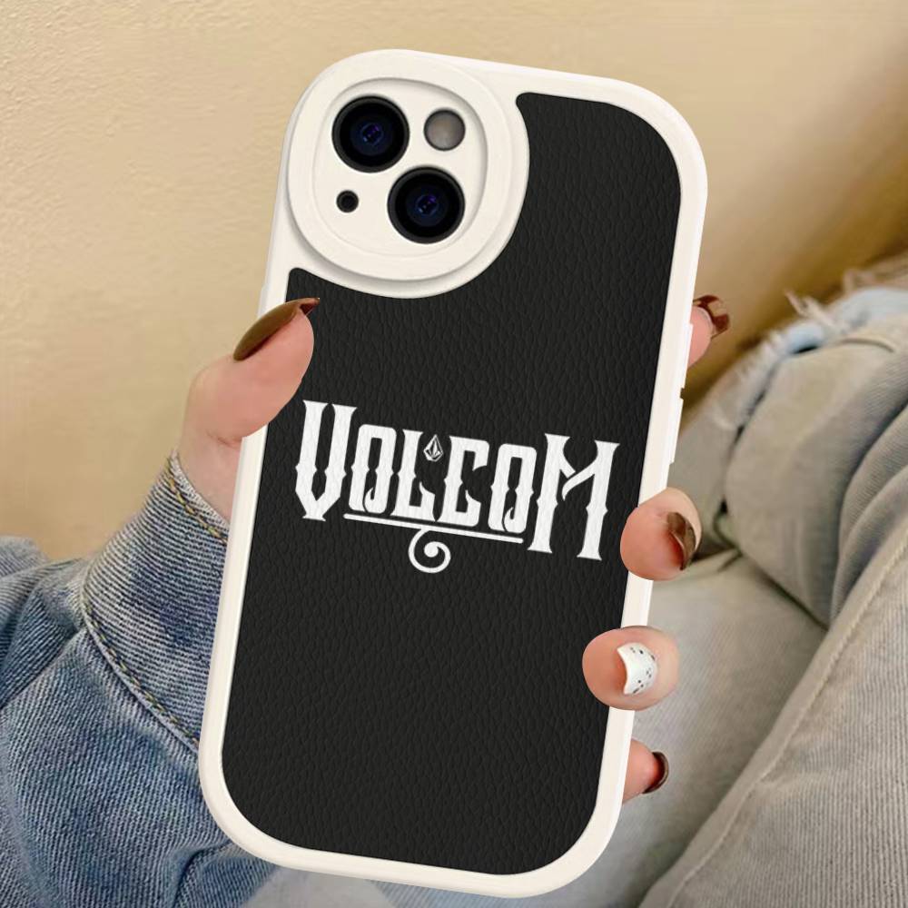 

V-Volcom LOGO Fashion For IPhone 16 15 14 13 12 11 Pro Max Plus Leather Phone Cover iphone 13promax