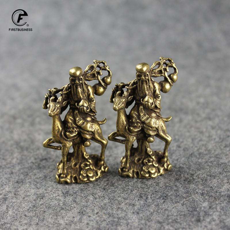 Classcial Copper God of Longevity Statue Longevity Miniatures Figurines Retro Brass Buddha Ornaments Home Decoration Accessories