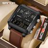 SANDA Fashion Sports Square Men's Quartz Watch Waterproof Dual Display LED Analog Digital Countdown Electronic Male Wristwatch