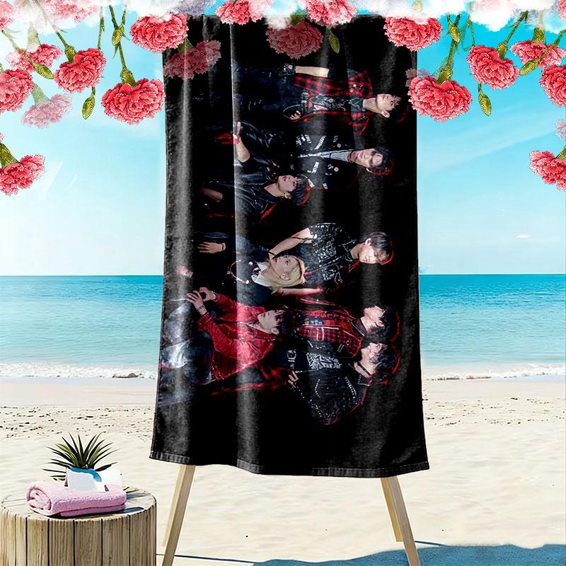 skz Print Beach Towel, Large Soft Quick Dry Towel for Beach Camping Swimming