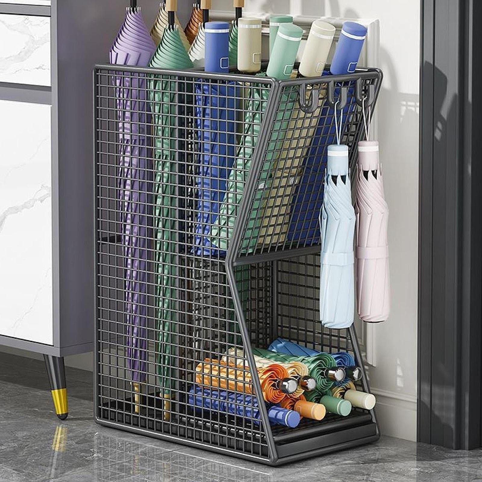 

Подставка для зонтов с поддоном для сбора капель, устойчивый, креативный, удобный держатель для хранения чёрный