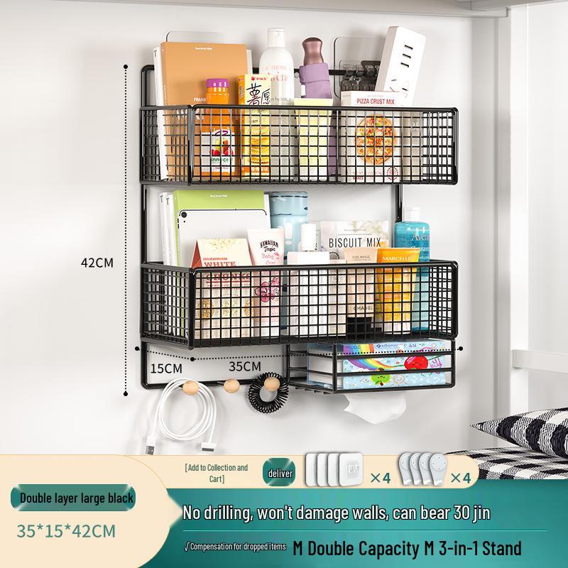 Punch-free Wall Shelf: Bedside Storage for Dorms & Bunks