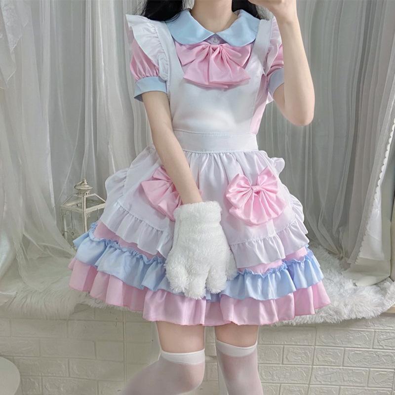 Rosa Pussy Maid Kostüm Cosplay Anime Cosplay Soft Girl Kleid Loli Maid Uniform