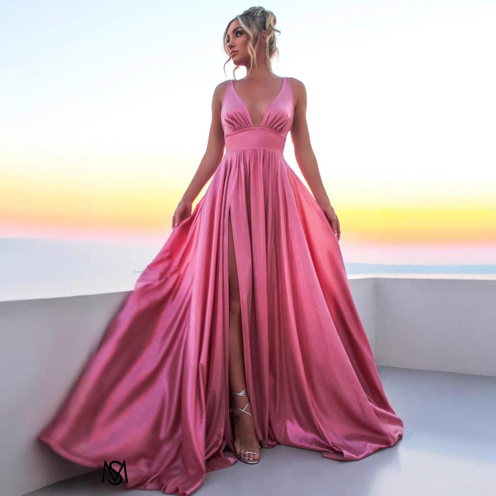 2026 Elegant One-Shoulder High Slit Sleeveless Dress for Women