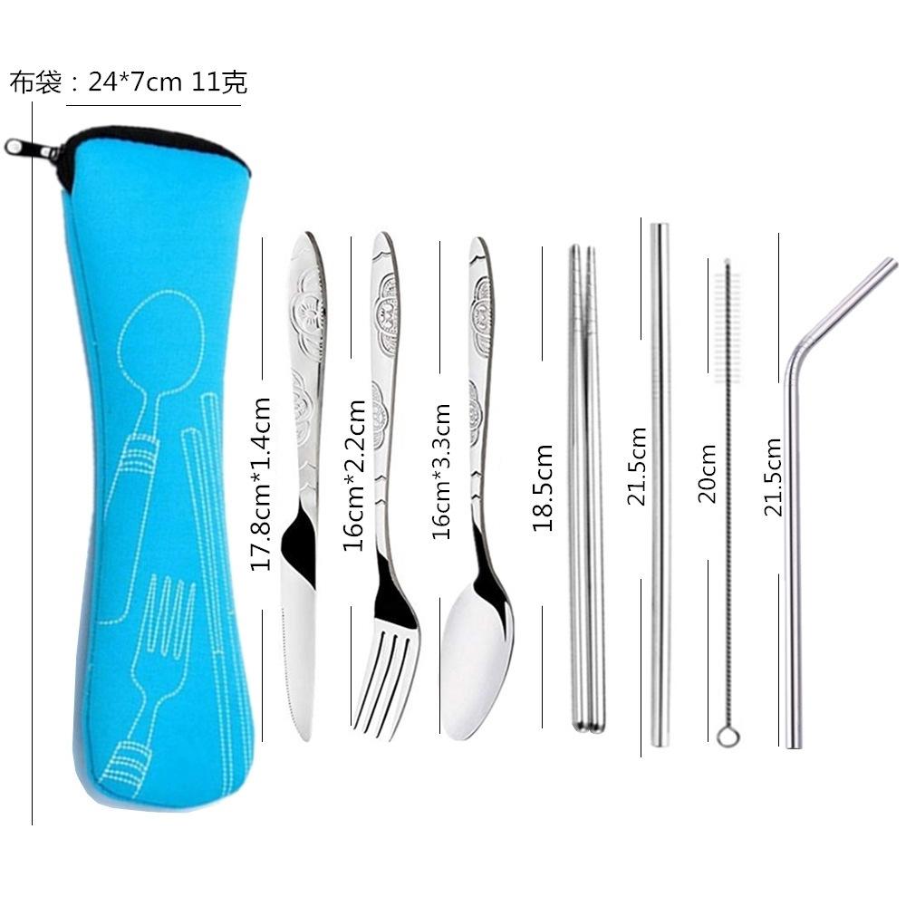 Portable Picnic Set Tableware Stainless Steel Western Style Steak Knife Fork Spoon Complete Set Of Tableware Portable Dinner Bag