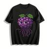 Cute Grape Jellyfish Graphic Tee Unisex Casual Loose Fit Top Pure Cotton T-shirt