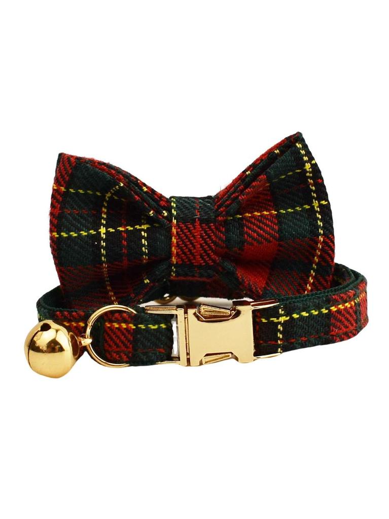 Plaid Bow Tie Pet Collar