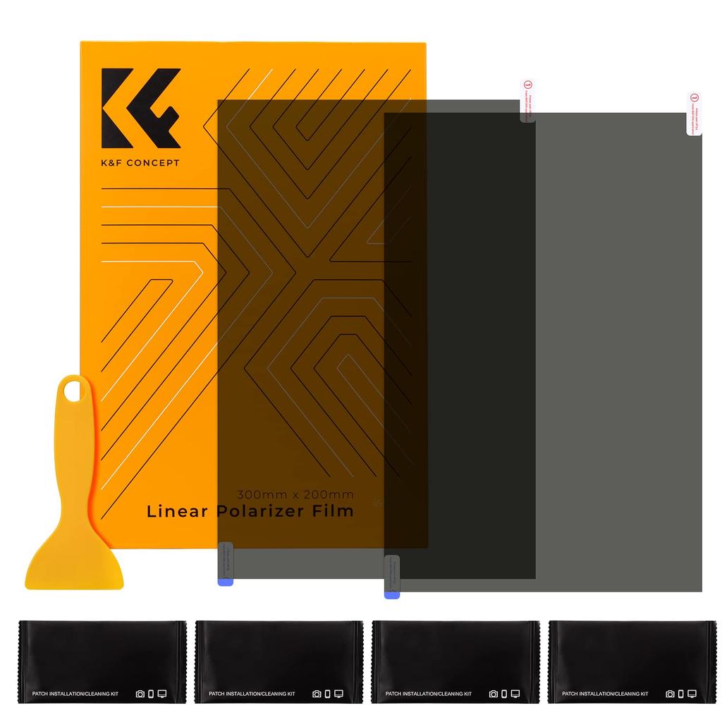 Concept Polarizing Film Pack of Linear Polarizing High Customizable Includes Scraper K&F Sheets, 200x300mm, 2, Filter, Polarization, Cut,