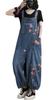 Mouhoukyo Denim Cute Floral Loose Size Women's Overalls, Jumpsuit, Wide-leg Pants, Print, Casual, Fit, Flattering, Spring/Autumn (Color Shown, M)