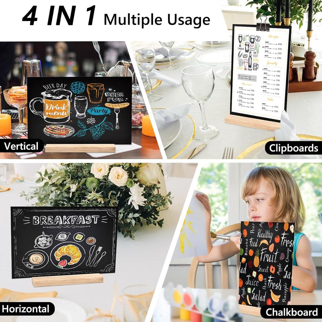 NACHLYNN 8 x 12 inch Small Chalkboard Signs with Wood Base Stand Double Sided Chalk Board Sign Message Board for Tables Decorations Home Party