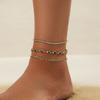 Salircon 3Pcs/set Fashion Colorful Imitation Crystal Chain Anklets Sandals Women Boho New On Foot Ankle Chain Beach Jewelry Gift