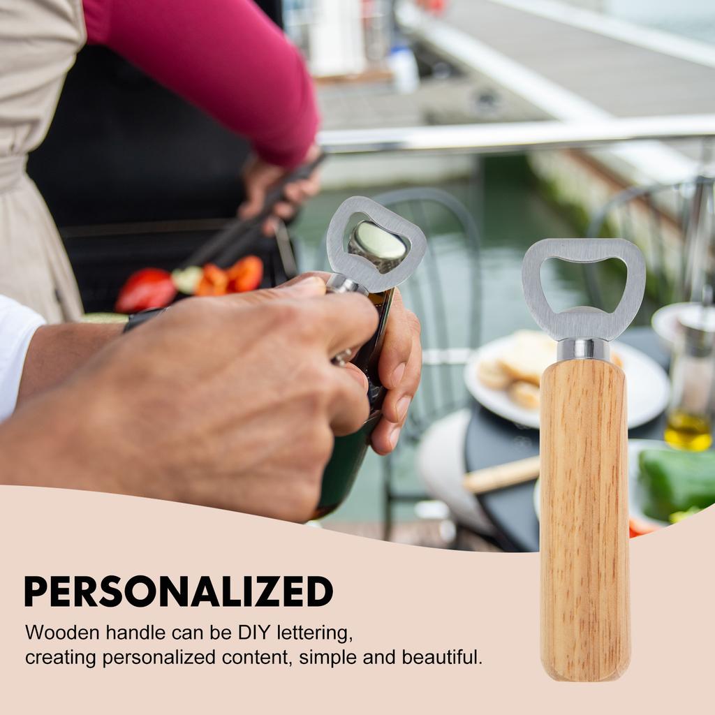 4 Pcs Wooden Corkscrew Bar Bottle Opener Metal Home Decorative Handheld Can Lid Remover Picnic