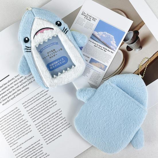 Shark Plush Card Sleeve Storage Bag Soft Touch Card Cover Identity Card Photo Protection School Office Daily Commute Organizer