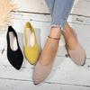 Womens Pointed Toe Solid Color Knitted Slip On Breathable Casual Flats for Spring Summer