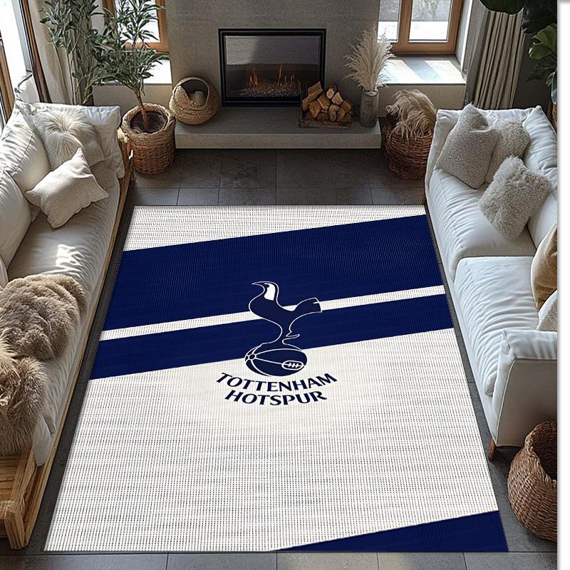 Tottenham Hotspur Theme Rug Soft Crystal Velvet Area Rug Non-Slip Floor Carpet for Living Room Bedroom Nursery