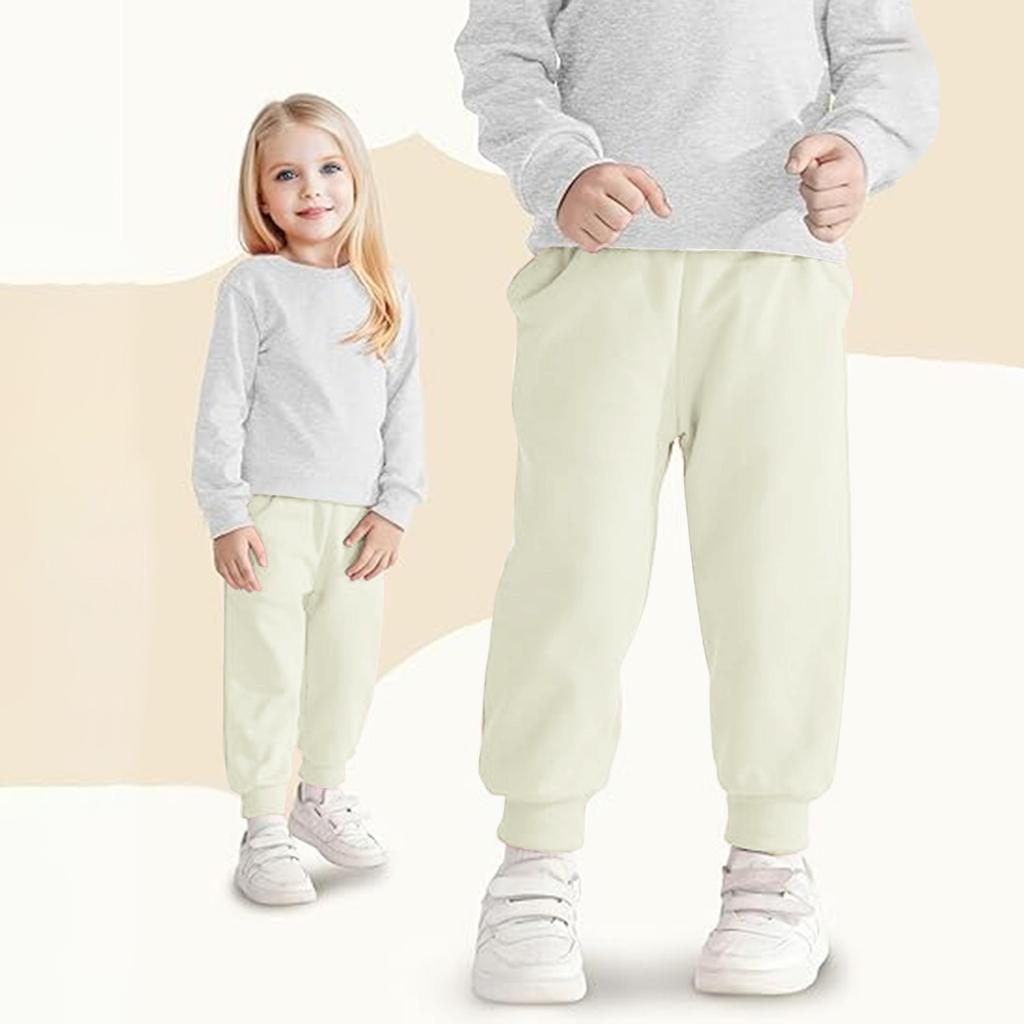 Kindermode Weihnachten Lockere Taille Einfarbig Lässige Jogginghose Freizeithose