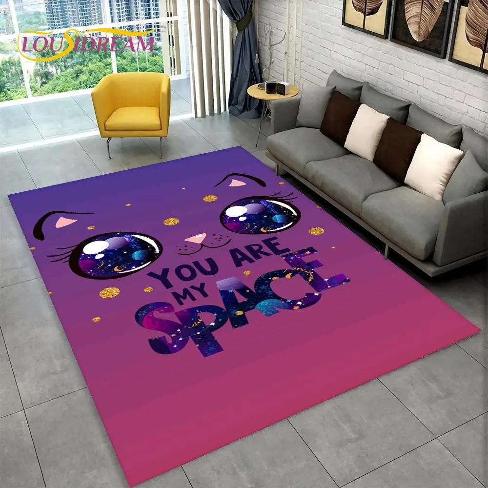 3D Cute Cat Cartoon Area Rug,Carpet Rug for Home Living Room Bedroom Sofa Kitchen Doormat Decoration,Kid Play Non-slip Floor Mat