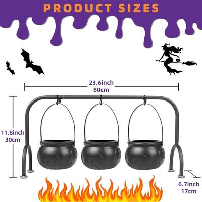 Kreativer Hängender Halloween-Kessel Lebensmittelhalter Wiederverwendbare Hexen Süßigkeiten Servierschale Geschenk Schwarze Kessel Schüssel Partyzubehör