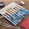 Ancient Style Canvas Calligraphy Brush Roll | Elegant Bamboo Pen Storage | Portable, Creative & Exquisite Design