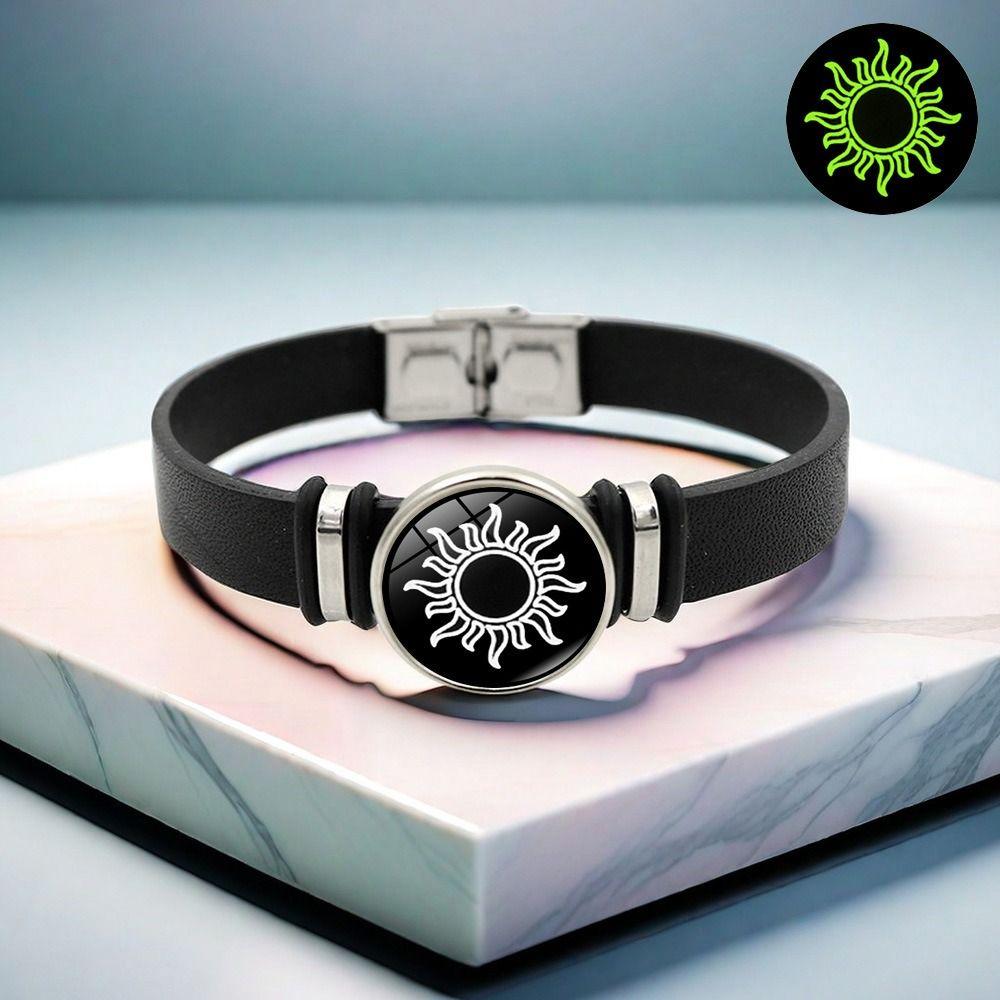 Retro Luminous Couple Bracelets Sun Moon Leather Strap Bracelet Elegant Hand Chain Couple Jewelry Gift