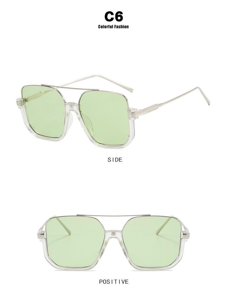 2023 Korean Style Retro Large Frame Double Bridge UV Protection Sunglasses for Driving.