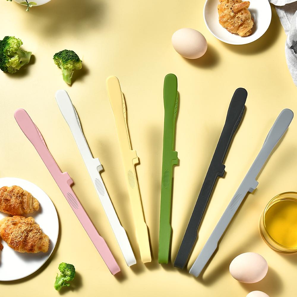 2Pcs Silicone Grill Tongs Non-Stick Food Bread Clip Heat Resistant BBQ Salad Cooking Serving Clamp Steak Pasta Clip For Kitchen