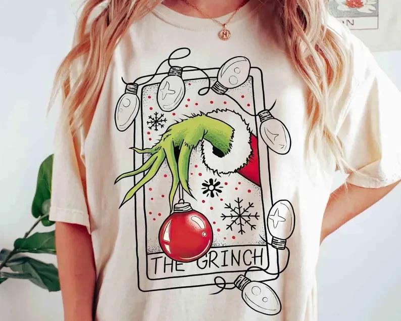 Retro The Grinch Christmas Tarot Card Shirt, Merry Grinchmas Tee, Christmas Gift 3XL