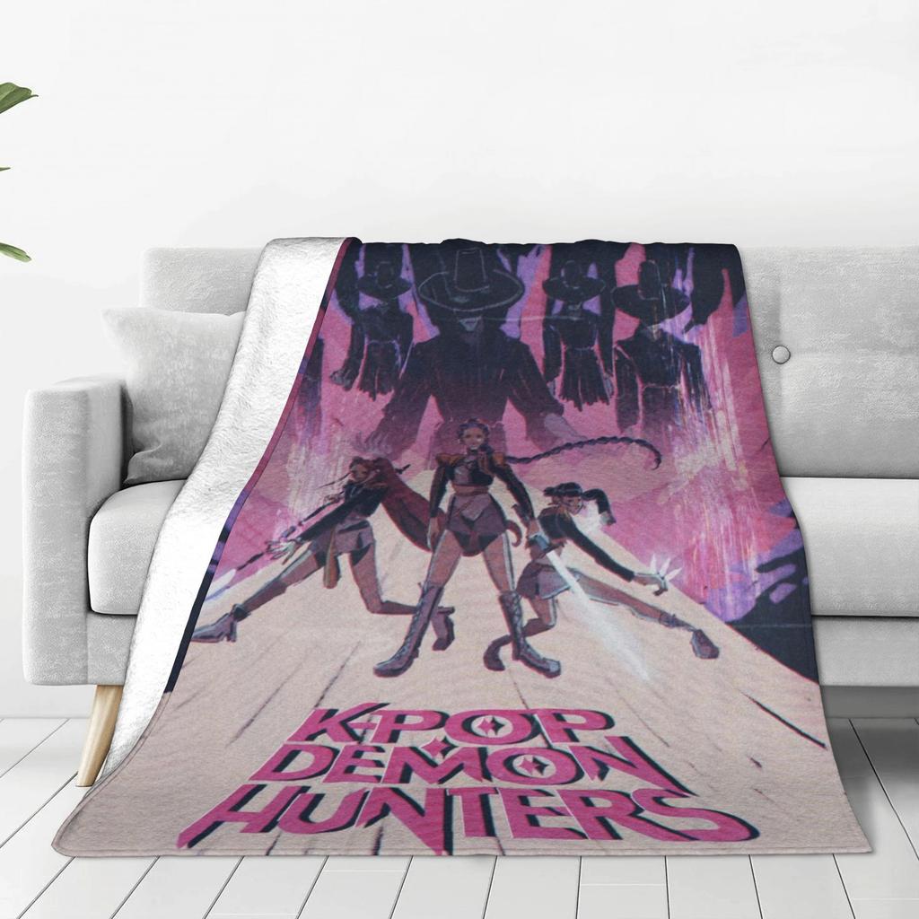 K pop Demon Hunters Blanket Quality Soft Warm  Throw Blanket Winter Kids Living Room Aesthetic Bedspread