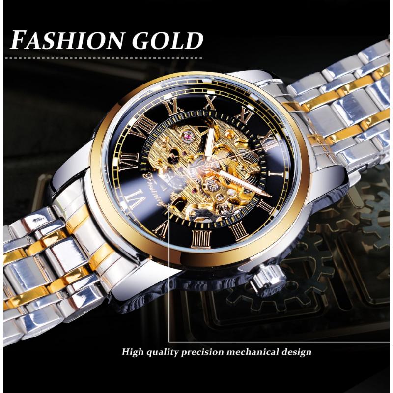 Forsining Vodotěsné duté hodinky pro muže, móda a volný čas, mechanické hodinky