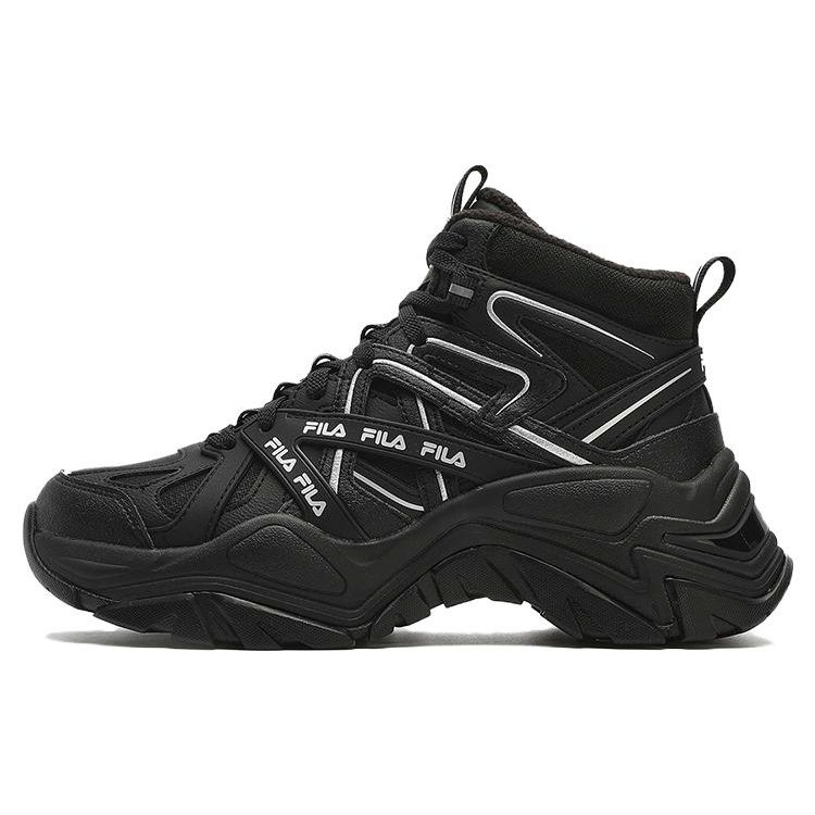 FILA Sofia 1S Fishbone Shoes Trendy Versatile Plush Shock Absorbing Wear Resistant Mid Top Dad Shoes Women sneaker Black F12W341118FBK