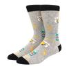 1 Pair Men's Fun Hip Hop Skateboard Beer Happy Art Print Mid Socks, EU38-46