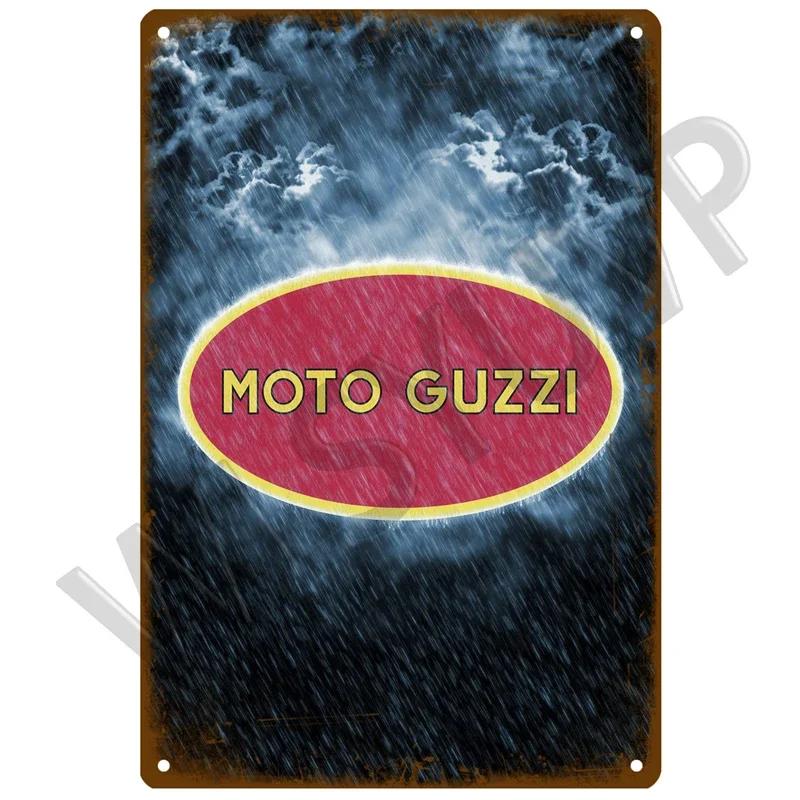 Moto Guzzi Gammal Man Plakett Metall Vintage Tennskylt Shabby Chic Dekor Metallskyltar Vintage Barinredning Metallaffisch Metallplatta