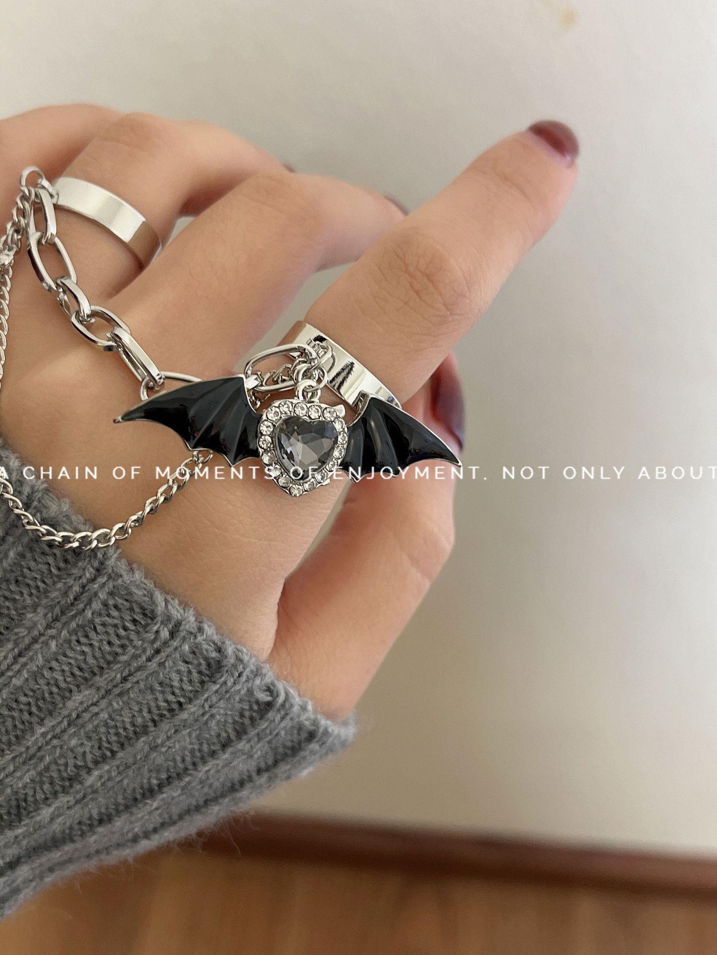 Black Gothic Devil Cross Ring - Trendy Spicy Girl Subculture Style