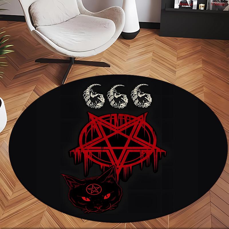 Satan Culture Horror Gothic (5) Round Office Rug Decorative Floor Rug for Office Bedroom Living Room and Home Space