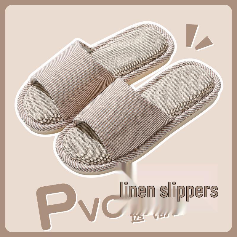 Four Seasons Cotton Linen Indoor Slippers - Thick-Soled, Unisex and Comfortable for Spring, Summer, and Autumn.