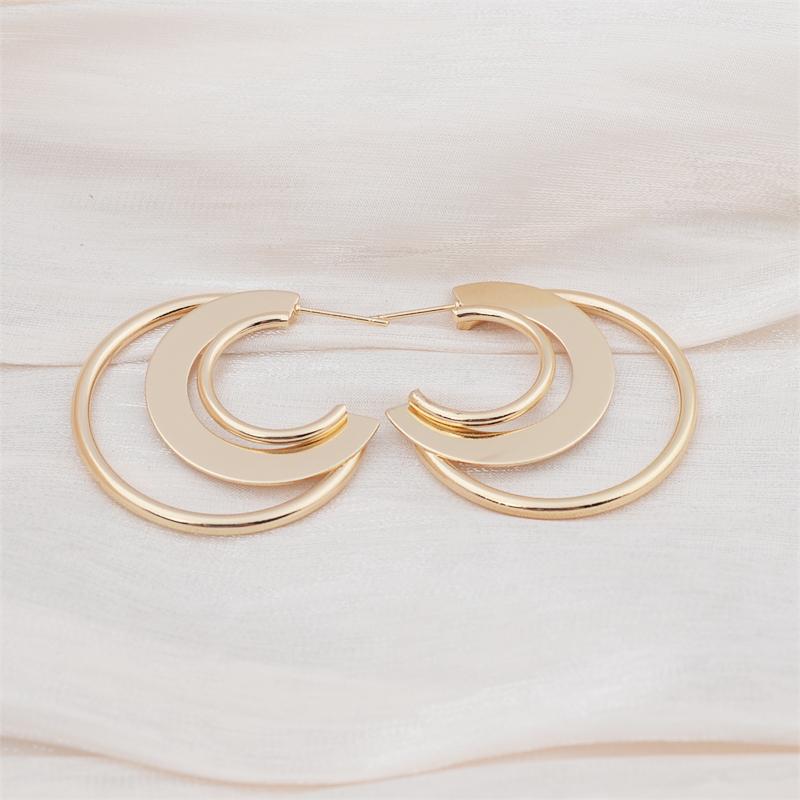 Exaggerate Big Wide C Shaped Gold Color Geometry Drop Earrings for Women Brincos Simple Party Jewelry
