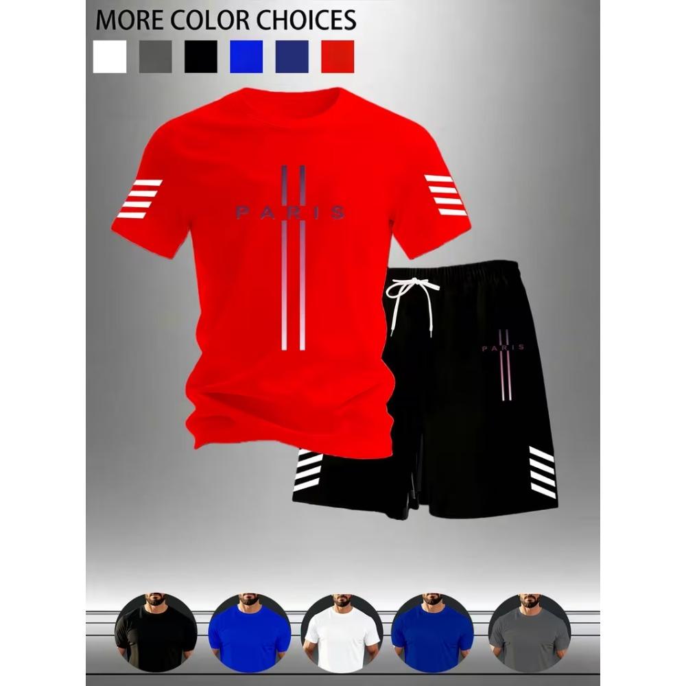 Neue Street Trendy Herren Sommer Atmungsaktiv Sportbekleidung Kurzarm Shorts Leicht Schnelltrocknend Bequem Modisch Sport