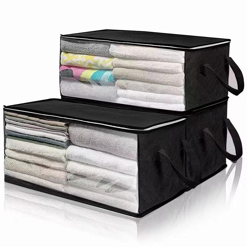 Portable Transparent Clothes Storage Bag with Window - Durable, Seasonal Quilt Organizer