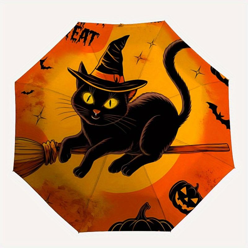 

1pc Halloween Cat Automatic Umbrella High Quality Canopy, Portable Folding Umbrella with, Ideal Gift for - Travel, Everyday, Formal Events, Stylish Ac